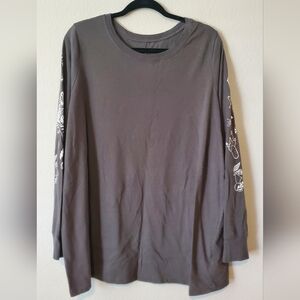 Torrid Cotton Long Sleeve dark grey shirt with tattoo sleeve - Size 3X